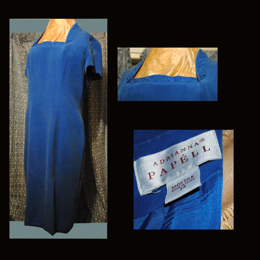 ADRIANNA PAPELL BRUSHED SUEDED SILK DRESS SZ 14